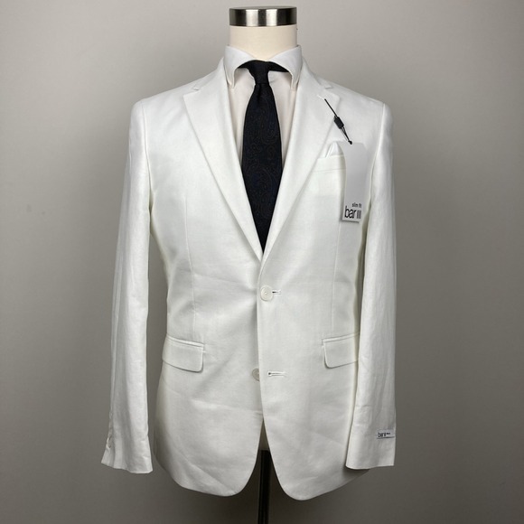 Bar III Other - Bar III Mens Slim fit Suit Jacket Blazer‎ 42 R White Solid Linen Blend F03388